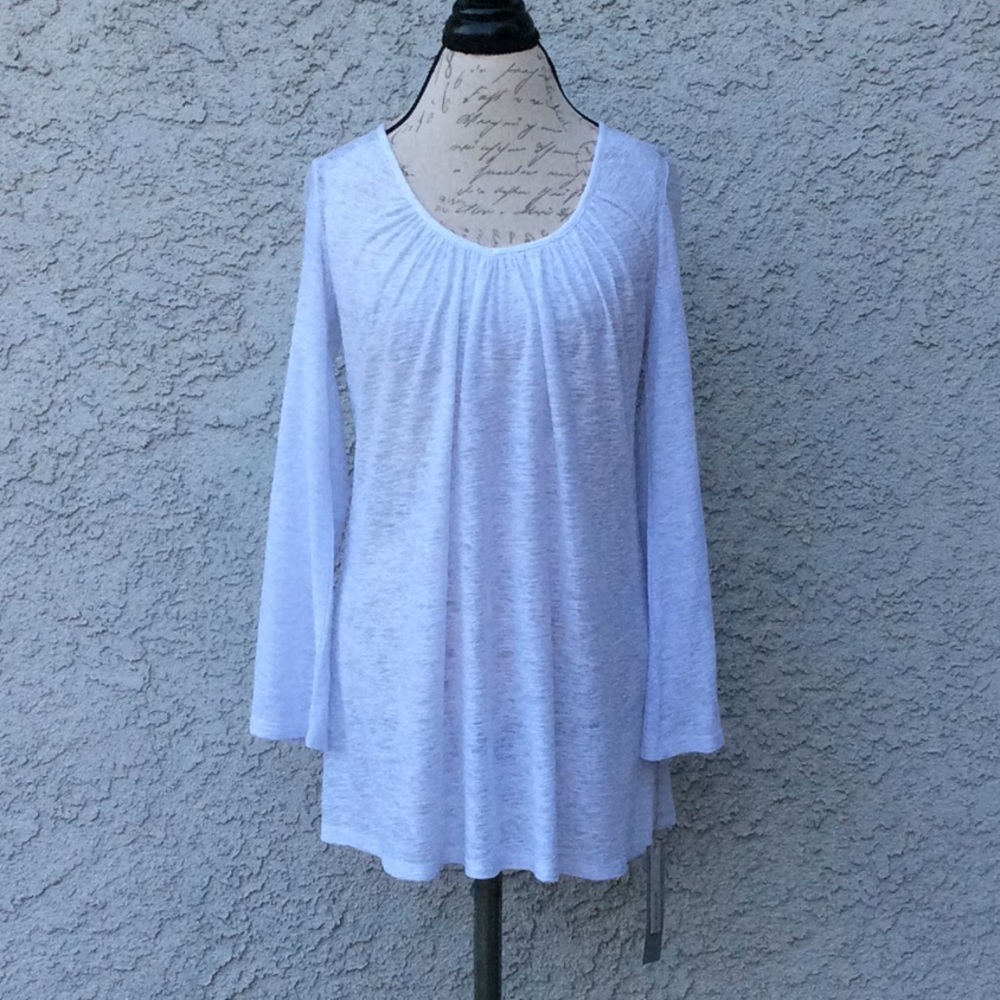 Mesmerize White Knit Sheer Blouse Shirt Pleated Top Women’s Small NWT